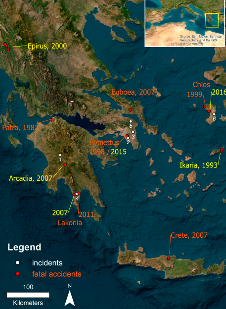 Accidents and Incidents Related to Eruptive Fire Behavior in Greece